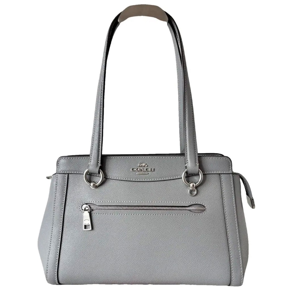 Coach Gray Leather Tote Bag with crossbody shoulder strap